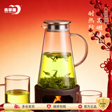 青苹果耐热玻璃凉水壶1.95升大容量 可加热烧水壶 泡茶煮凉茶壶冷水壶