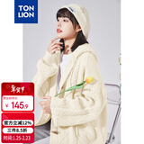 唐狮（TonLion）2024毛衣外套女针织开衫宽松连帽上衣 浅米杏/二批 M