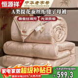 恒源祥A类蚕丝被100%桑蚕丝冬被子220*240 冬季子母被二合一被芯约12斤
