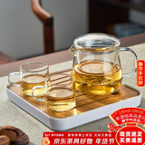 忆壶茶 茶壶玻璃茶具泡茶壶玻璃茶杯迷你茶壶玻璃茶具套装 【托盘套装】1壶2杯+双层托盘
