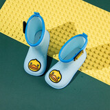 B.Duck小黄鸭童鞋儿童雨鞋时尚防水雨靴男女童宝宝水鞋小学生5955蓝色28