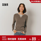 森马（Semir）森马毛衣女短款假两件含羊毛针织衫24冬新款保暖内搭109724107015