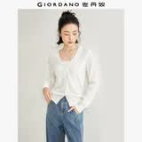 佐丹奴（Giordano）针织开衫女小外套 纯棉V领小衫女 外搭纯色女外衣05350649