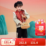 巴拉巴拉男童套装女童装加绒冬装国风新中式拜年服假两件