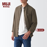 MUJI男式 法兰绒立领衬衫 长袖休闲百搭衬衣男士外套纯棉全棉ACA75C1A 褪色米色 M （170/92A）