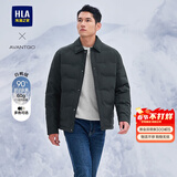海澜之家（HLA）羽绒服男款轻商务经典系列衬衫领外套男冬季 藏青24 2XL 185/100A 推荐180~195斤