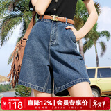 百图betu女装夏季新款牛仔裤高腰百搭显瘦A版牛仔短裤女2403T82 牛仔色 M