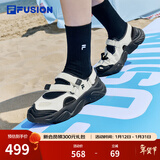 斐乐（FILA）FUSION斐乐玛丽珍凉鞋女鞋新款凉拖魔术贴海螺沙滩鞋 微白/黑-WB 40