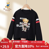 Classic Teddy精典泰迪童装儿童卫衣男女童圆领上衣中大童春装 黑色 130