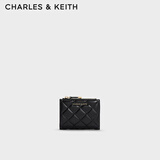 CHARLES&KEITH菱格纹多卡位短款钱包零钱包生日礼物送女友CK6-10770729 Black黑色 XXS