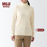 MUJI女式 颈部使用了棉的 可水洗高领毛衣 长袖打底针织衫 BAG15A2A 米白色 M (160/84A)