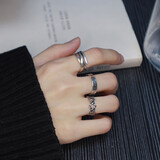 BJYL 三件套戒指男女士潮流韩版嘻哈潮男单身戒指欧美霸气开口食指环