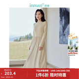 茵曼（INMAN）2025秋冬女装新款灯芯绒连衣裙新品长袖休闲针织礼服中长裙子 淡香杏-18348357H1 M