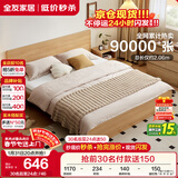全友家居 北欧原木风板式床1.8米x2米主卧室简约现代家用木板双人床