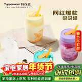 特百惠（Tupperware）吸吸罐550ml女生学生密封带吸管水杯子夏季自制饮品奶昔 冰沙紫