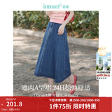 茵曼（INMAN）100%纯棉法式牛仔半身裙2026夏女装新款气质显瘦中高腰A字裙子 牛仔蓝 S