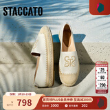 思加图新款大麦鞋复古渔夫鞋平底鞋浅口单鞋女鞋9UA13AA5 浅米 34