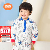 良良婴儿睡袋秋冬加厚款儿童睡袋新生儿分腿款四季通用防踢被 星际蓝·厚夹棉200g-适合 0-10℃ L（建议身高80-95cm）