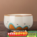 琦轩源米黄汝窑茶杯单杯家用待客品茗杯茶盏陶瓷功夫茶具开片可养主人杯