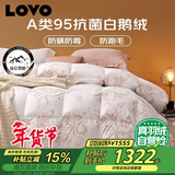 LOVO罗莱 A类 95%白鹅绒羽绒被 抗菌春秋被500g填充200*230cm花色