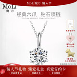 MoLi18K金人工培育钻石项链女一克拉50分六爪锁骨链铂金人造合成吊坠 18k金坠+金链/培育钻D/VVS/3EX/IGI证书礼盒 50分优品钻