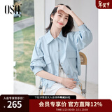 欧莎（OSA）【多色可选】白色工装风夹克外套女士2025年新款宽松秋季短款上衣 蓝色 XL