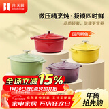 归.禾器珐琅锅多彩铸铁锅微压多功能炖锅电磁炉通用搪瓷锅平底家用汤锅 浅草绿22cm3.3L