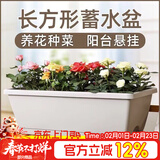 德沃多霍伦种菜花盆小号(灰色)家庭育苗盆长方形种植多肉箱阳台种菜箱