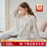 嫚熙（EMXEE）春夏季孕妇哺乳待产睡衣产后月子服产妇产前家居服 密林花信【胸垫款无哺乳口】 L【7A级抗菌，适穿115-135斤】