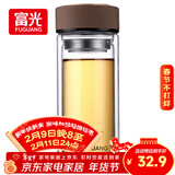 富光 男女士双层玻璃杯 高硼硅玻璃304茶隔水杯子 带茶隔泡茶杯500ml