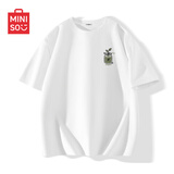 名创优品（MINISO）纯棉t恤男夏季2026新款衣服青少年亲肤透气休闲宽松大码潮流短袖 白色(生机胸标) S 165 (男女同款)