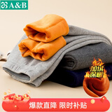 AB内衣珊瑚绒加厚长裤男士棉毛裤中老年秋冬裤子加绒保暖裤 中麻灰 L