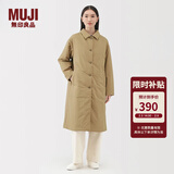 MUJI 女式 蓬松棉服立领大衣 外套女款冬装长款冬季女装棉衣衣服 米色 M (160/84A)