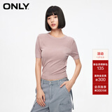 ONLY夏季休闲百搭螺纹纯色圆领短袖针织衫女|124124030 C17 后花园粉色 S 160/80A