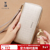 金狐狸（FOXER）牛皮女士钱包大容量长款卡包钱票夹手拿包零钱包生日情人节礼物