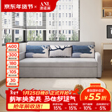 澳诺澜 沙发床两用北欧简约小户型多功能可折叠储物收纳收缩伸缩布艺床 外径0.95米【亲肤棉麻+可储物】 护脊椰棕款