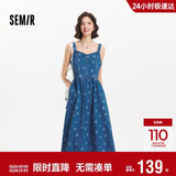 森马（Semir）牛仔连衣裙女甜酷时尚个性2025夏元气满印背带裙俏皮109325114025