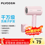 飞科（FLYCO）电吹风机负离子家用大功率不伤发吹风筒宿舍学生便携可折叠 【1800W可折叠】淡粉色