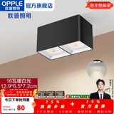欧普照明（OPPLE）明装筒灯天花灯孔洞防眩led客厅家用双头桶方形格栅射灯商用 16瓦双头【黑壳暖白光】