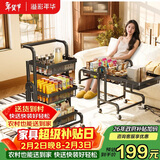 溢彩年华免安装置物架厨房加厚落地多层小推车折叠移动收纳储物零食架6800