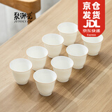 聚御瓷品茗杯潮汕家用功夫茶杯套装羊脂玉白瓷小茶杯陶瓷喝茶杯子闻香杯 竖纹杯[5*4.5cm] 45ml 8个