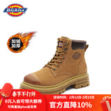 Dickies女士马丁靴高帮时尚情侣靴百搭工装靴女 土黄-加绒 女款-37 