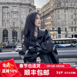 GARNUO黑色皮衣外套女高级感小个子2026新款春秋冬美式复古机车服皮夹克 黑色 S 【80-105斤】