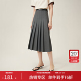 范思蓝恩学院感通勤时髦知识分子半身裙女百褶长款裙子24FS12177 深灰色 M