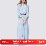 MeetMetro玛依尔法式仙女连衣裙女2025秋新款高端气质纯欲风裙子礼服长裙 浅蓝【现货】 XL