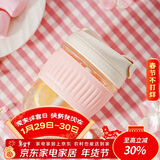 乐扣乐扣（LOCK&LOCK）咖啡杯耐热玻璃水杯子男女学生便携式双饮吸管杯随手杯350ML粉色