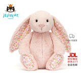Jellycat害羞乳白色邦尼兔动物毛绒玩偶安抚玩偶娃娃生日情人节礼物 花布胭脂粉色邦尼兔（彻蕊） Small