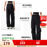 安踏户外伞兵裤丨大地之壳防风防泼水宽松软壳裤女裤冬季阔腿运动长裤 【大地之壳3.0-常规款】基础黑-4 [耐磨升级] M (女165)