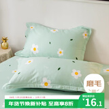 艾薇水洗棉磨毛枕头套一对枕芯套枕套 小香绿 48*74cm