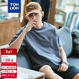 唐狮夏季新款T恤男纯棉短袖T恤宽松潮流上衣男士衣多穿 墨蓝色 2XL